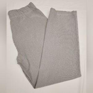 Max Studio Pull On Pinstripe Tapered Pants Large Elastic Waist White Gray Career